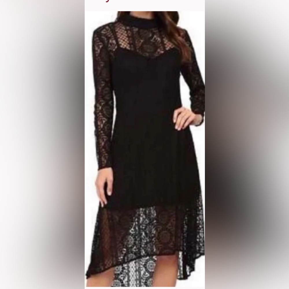 - Adelyn Rae - Black Lace High/Low Dress- Size Small